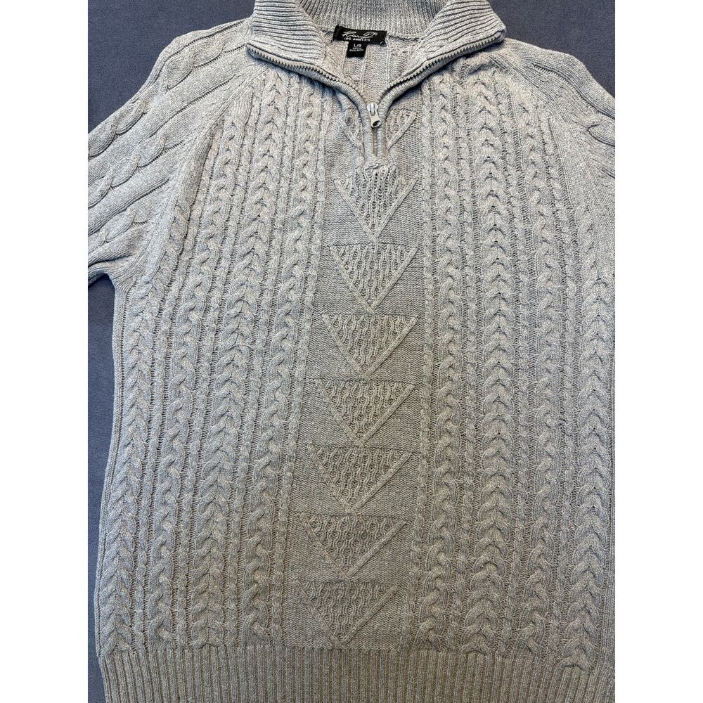 Kian D Los Angeles Cable Knit 3/4 Zip Sweater Gray Large - Picture 2 of 7